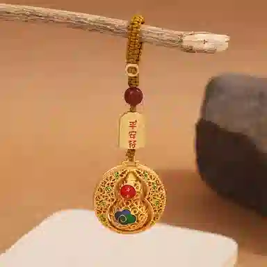 千桐 葫芦平安符新中式复古国风圆形平安行李箱书背包挂饰好运 合金 挂件 男女同款情侣款