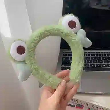 千桐 【冬季必备】可爱大眼萌蛙洗漱必备 大眼青蛙 防滑压 通束发 洗脸专用 布艺 发箍 女款
