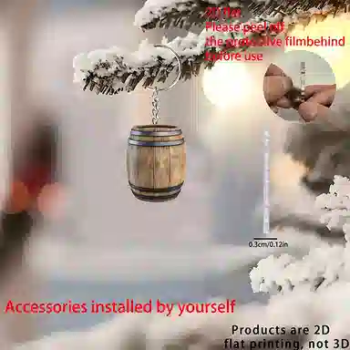 千桐 复古木桶平面创意个性经典书包背包可爱时尚潮流 亚克力 挂件 男女同款情侣款