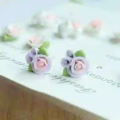 【鲜花耳饰套装】 千桐 甜美清新彩色花朵 小巧精致 不重样 防过敏 塑料 耳钉 男女同款情侣款