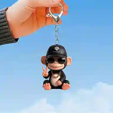 千桐 创意炫酷比耶猴子抽象精致书包背包可爱时尚潮流装饰挂饰 亚克力 挂件 男女同款情侣款