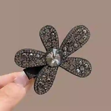 千桐 花朵丝绒鸭嘴夹韩版轻奢百搭时尚刘海#好运 塑料 发夹 女款