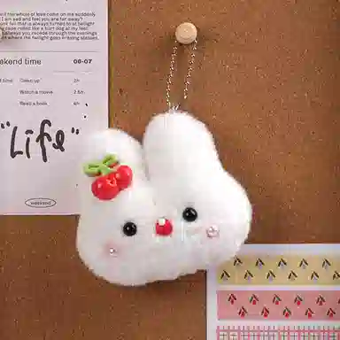 千桐 吱吱叫腮红兔  卡通治愈 创意手机绳包包 行李箱  卡通玩偶 毛绒 挂件 男女同款情侣款