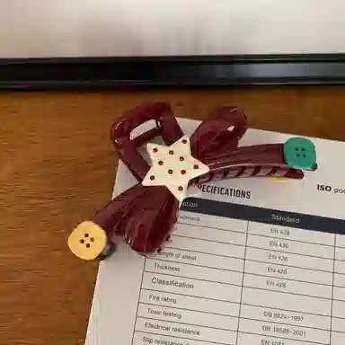 千桐 大号高级纽扣星星温柔气质波浪甜美少女发量大鲨鱼夹 亚克力 发夹 女款