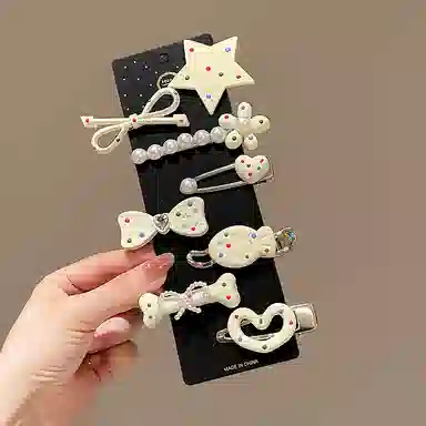 【多彩发卡8件套】 千桐 女侧边刘海夹甜酷多巴胺一字夹子 小发头饰发饰 洗脸 出门 聚会必备 亚克力 发夹 男女同款情侣款