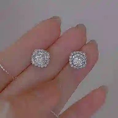 千桐 时尚简约精致 轻奢气质小方糖 合金 耳环 男女同款情侣款