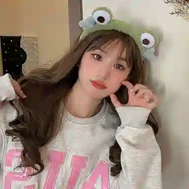 千桐 【冬季必备】可爱大眼萌蛙洗漱必备 大眼青蛙 防滑压 通束发 洗脸专用 布艺 发箍 女款