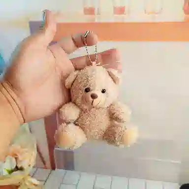 千桐 可爱相机小熊 裸熊 创意卡通玩偶 包包挂饰钥匙扣 毛绒 挂件 男女同款情侣款