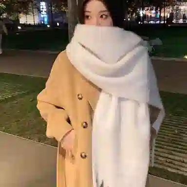 千桐 流苏基础纯色简约风冬日氛围感造型通勤加厚针织百搭 绒线围巾 男女同款情侣款