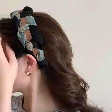 千桐 编织拼接星星高颅顶时尚 西米亚风小众设计感发饰 涤纶 布艺 发箍 女款