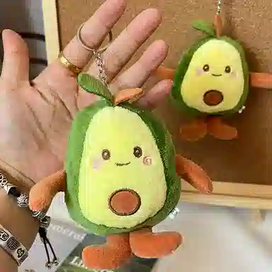 千桐 卡通牛油果治愈可爱少女心玩偶蔬菜水果创意手机绳包包挂饰行李箱#好运 毛绒 挂件 男女同款情侣款