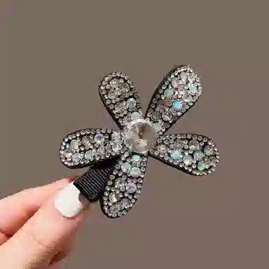 千桐 花朵丝绒鸭嘴夹韩版轻奢百搭时尚刘海#好运 塑料 发夹 女款