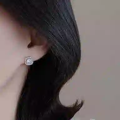 千桐 时尚简约精致 轻奢气质小方糖 合金 耳环 男女同款情侣款