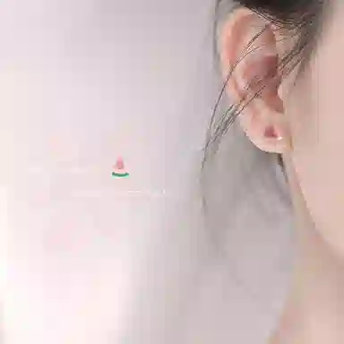 千桐 西瓜 甜美可爱耳饰 小众大气 简约百搭 合金 耳钉 女款