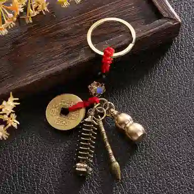 【登文昌塔明志，执文昌笔成文】 千桐 新中式国潮风五帝钱高档钥匙扣上开口葫芦可装朱砂 金属 挂件 男女同款情侣款