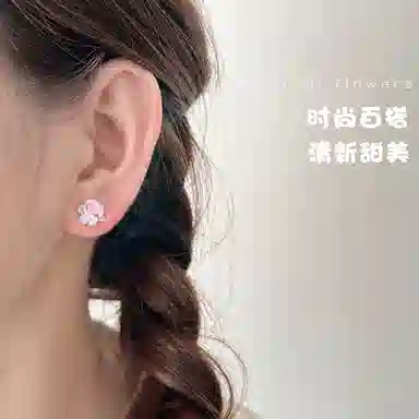 【鲜花】 千桐 甜美清新彩色花朵 小巧精致 不重样 防过敏 塑料 耳钉 男女同款情侣款