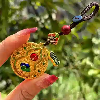 千桐 葫芦平安符新中式复古国风圆形平安行李箱书背包挂饰好运 合金 挂件 男女同款情侣款