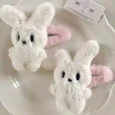 千桐 可爱甜美毛茸茸折耳兔 毛绒 发夹 女款
