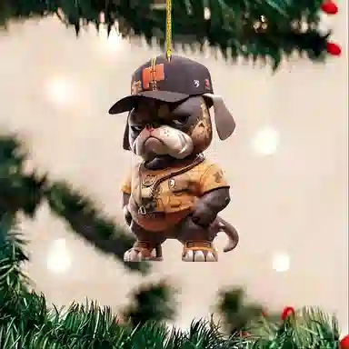 千桐 霸气狗狗可爱卡通个性创意平面书包背包时尚潮流 亚克力 挂件 男女同款情侣款