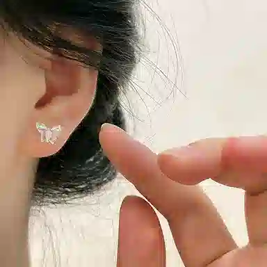 【无耳洞福利】 千桐 磁吸六件套梦幻魅蓝蝴蝶山茶花耳饰甜美气质百搭精致高级小巧设计 亚克力 耳钉 男女同款情侣款