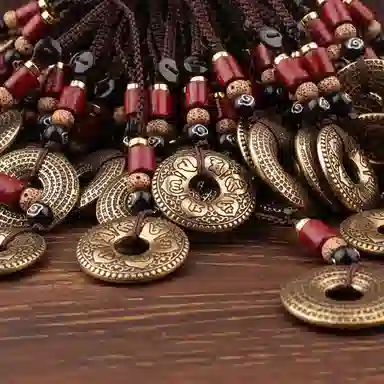 千桐 六字箴言平安扣 心经古法工艺六字真言#好运 合金 挂件 男女同款情侣款