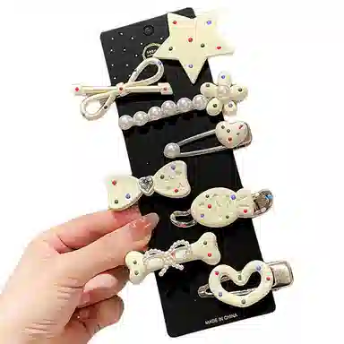 【多彩发卡8件套】 千桐 女侧边刘海夹甜酷多巴胺一字夹子 小发头饰发饰 洗脸 出门 聚会必备 亚克力 发夹 男女同款情侣款