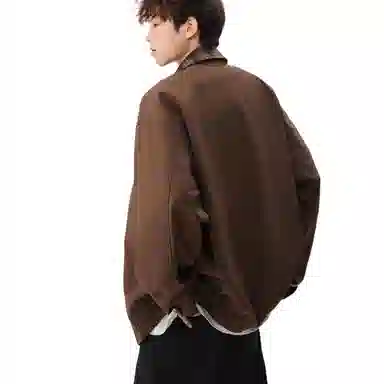 轻迎  美式复古巴恩风假两件夹克宽松拼接外套高级感棒球服 男款