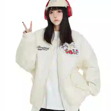 轻迎  国潮花卉魔术贴夹克休闲棒球服 男款