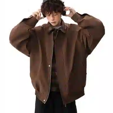 轻迎  美式复古巴恩风假两件夹克宽松拼接外套高级感棒球服 男款