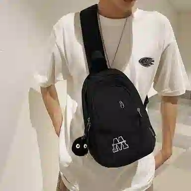 普乐威 时尚简约百搭运动学生个性潮流实用 尼龙 胸包 男女同款情侣款 白蓝红/白红色/黑色/蓝色