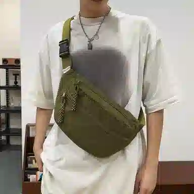 普乐威 日系轻便简约百搭百搭休闲运动骑行通勤 尼龙 胸包 男女同款情侣款 米白色/黑色/黄色/绿色/蓝色