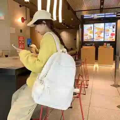 普乐威 小清新学院风纯色韩版简约百搭 尼龙 双肩包 大号 男女同款情侣款 多色