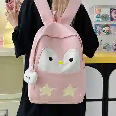 普乐威 学院风可爱卡通企鹅小清新初中高中学生旅游轻便 尼龙 双肩包 女款 多色