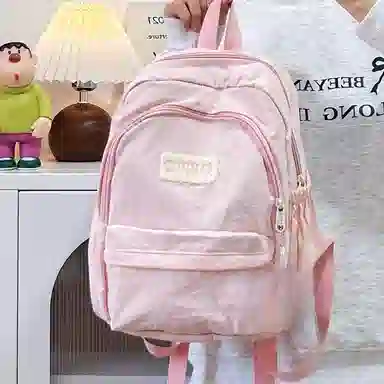 普乐威 高颜值日韩小清新纯色初中高中大学上课百搭通勤轻便休闲旅游 尼龙 双肩包 大号 男女同款情侣款 多色