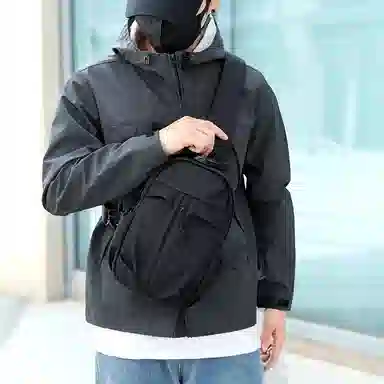 普乐威 简约百搭多功能潮牌 尼龙布 胸包 男女同款情侣款 灰色/黑色/蓝色