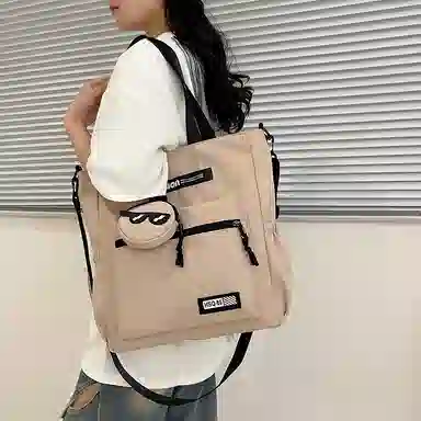 普乐威 高颜值书袋学生时尚百搭 尼龙 单肩斜挎包 男女同款情侣款 白色/黑色/灰色/卡其色