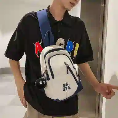 普乐威 时尚简约百搭运动学生个性潮流实用 尼龙 胸包 男女同款情侣款 白蓝红/白红色/黑色/蓝色