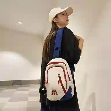 普乐威 时尚简约百搭运动学生个性潮流实用 尼龙 胸包 男女同款情侣款 白蓝红/白红色/黑色/蓝色