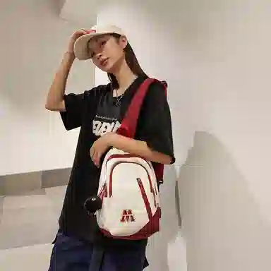 普乐威 时尚简约百搭运动学生个性潮流实用 尼龙 胸包 男女同款情侣款 白蓝红/白红色/黑色/蓝色