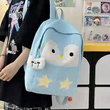 普乐威 学院风可爱卡通企鹅小清新初中高中学生旅游轻便 尼龙 双肩包 女款 多色