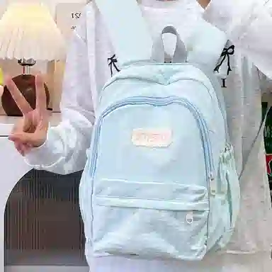 普乐威 高颜值日韩小清新纯色初中高中大学上课百搭通勤轻便休闲旅游 尼龙 双肩包 大号 男女同款情侣款 多色