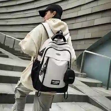 普乐威 潮酷高颜值 尼龙 双肩包 男女同款情侣款 几何/动漫/报纸/涂鸦/白色/黑色