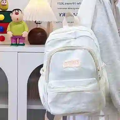 普乐威 高颜值日韩小清新纯色初中高中大学上课百搭通勤轻便休闲旅游 尼龙 双肩包 大号 男女同款情侣款 多色