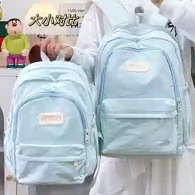 普乐威 高颜值日韩小清新纯色初中高中大学上课百搭通勤轻便休闲旅游 尼龙 双肩包 大号 男女同款情侣款 多色