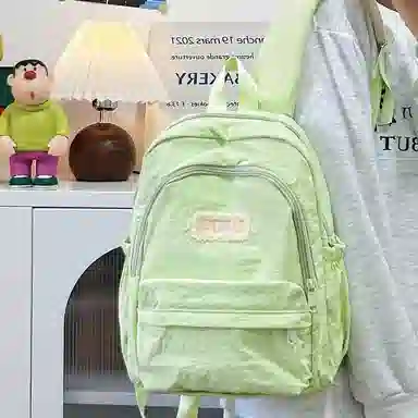 普乐威 高颜值日韩小清新纯色初中高中大学上课百搭通勤轻便休闲旅游 尼龙 双肩包 大号 男女同款情侣款 多色