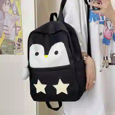 普乐威 学院风可爱卡通企鹅小清新初中高中学生旅游轻便 尼龙 双肩包 女款 多色