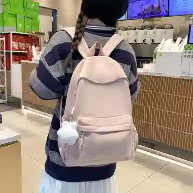 普乐威 小清新学院风纯色韩版简约百搭 尼龙 双肩包 大号 男女同款情侣款 多色