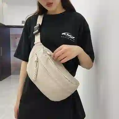 普乐威 日系轻便简约百搭百搭休闲运动骑行通勤 尼龙 胸包 男女同款情侣款 米白色/黑色/黄色/绿色/蓝色