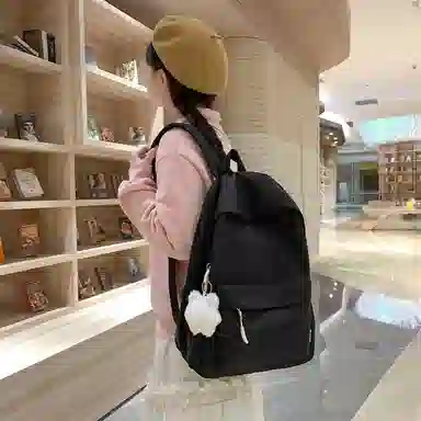 普乐威 小清新学院风纯色韩版简约百搭 尼龙 双肩包 大号 男女同款情侣款 多色