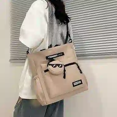 普乐威 高颜值书袋学生时尚百搭 尼龙 单肩斜挎包 男女同款情侣款 白色/黑色/灰色/卡其色